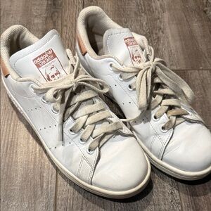 adidas White Stan Smith Sneakers with Light Blush Accent